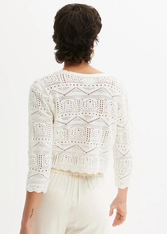 Bolero med hullmønster og 3/4-lange ermer, bonprix