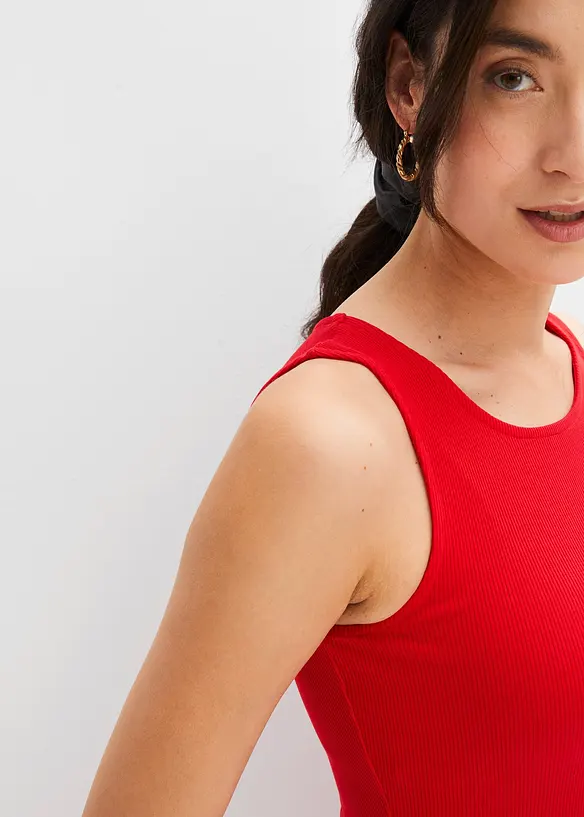Ribbet topp i 100% økologisk bomull (2-pack), bonprix