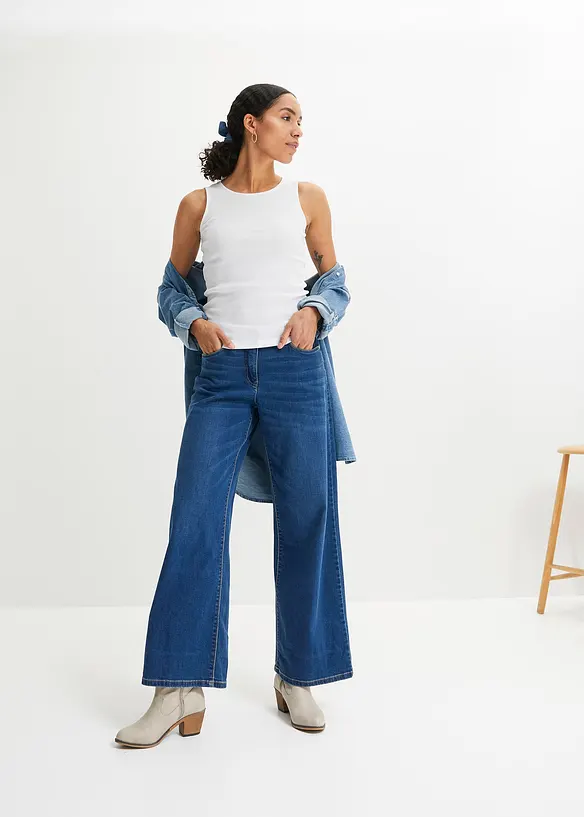 Ribbet topp i 100% økologisk bomull (2-pack), bonprix