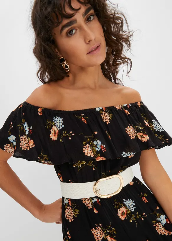Carmen-kjole med print, bonprix