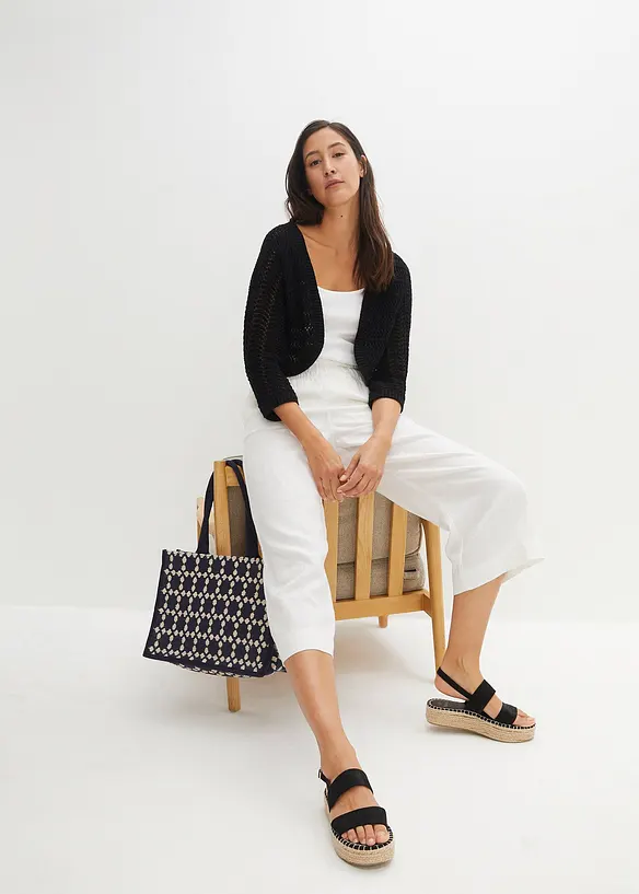 Bolero i heklet look, kortere ermer, bonprix