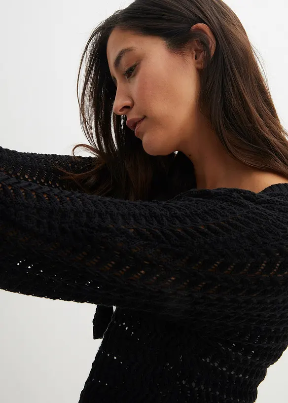 Bolero i heklet look, kortere ermer, bonprix