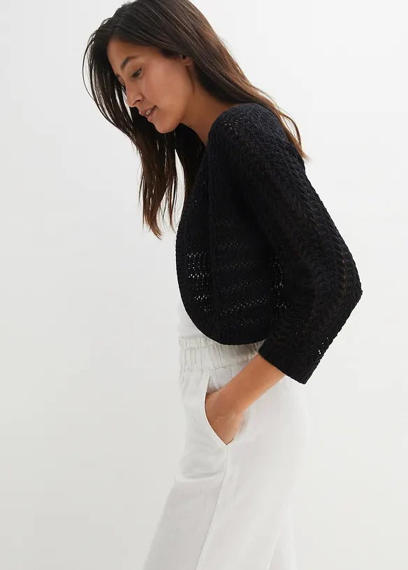 Bolero i heklet look, kortere ermer, bonprix