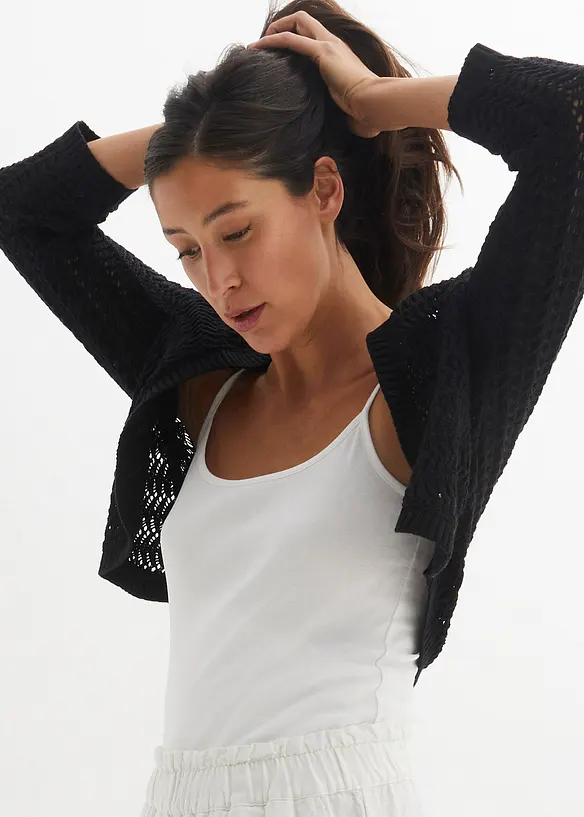 Bolero i heklet look, kortere ermer, bonprix