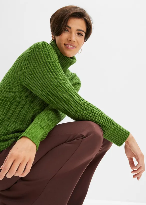 Strikket genser med rullekrage, bonprix