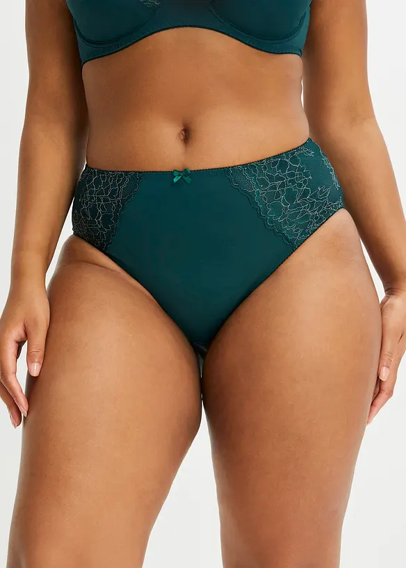 Høy truse med nydelige blonder (2-pack), bonprix