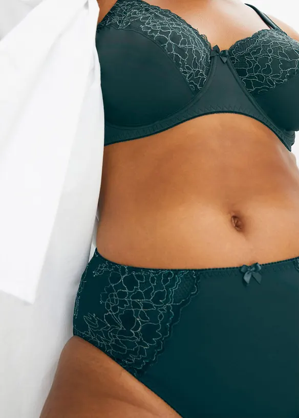 Høy truse med nydelige blonder (2-pack), bonprix