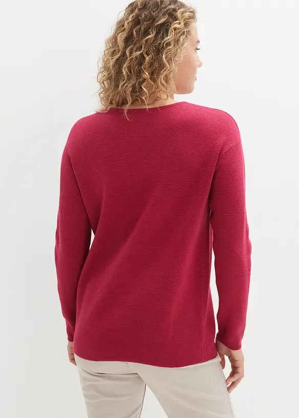 Milano Rib-genser med rund hals, bonprix