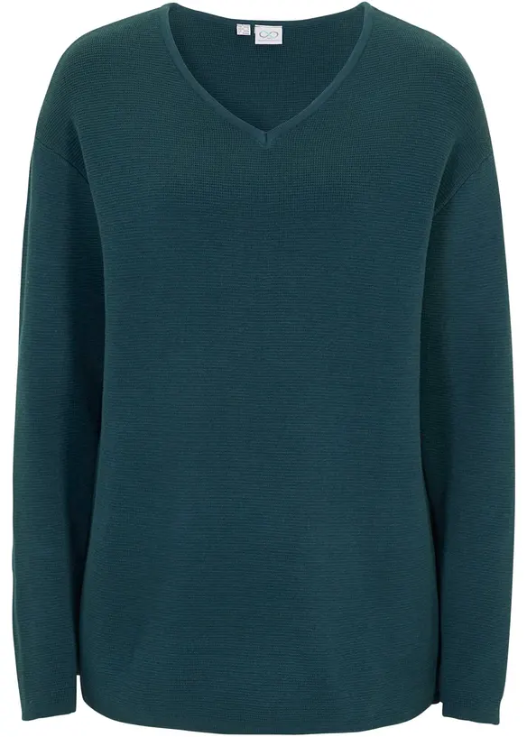 Milano Rib-genser med V-hals, bonprix