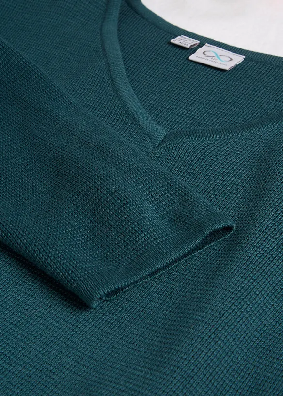 Milano Rib-genser med V-hals, bonprix