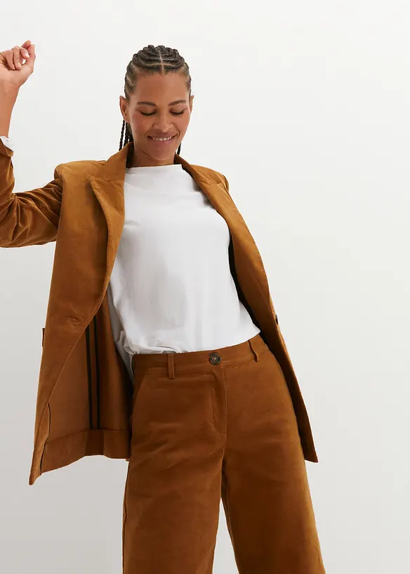 Kordfløyelsbukse i økologisk bomull med stretch, bonprix