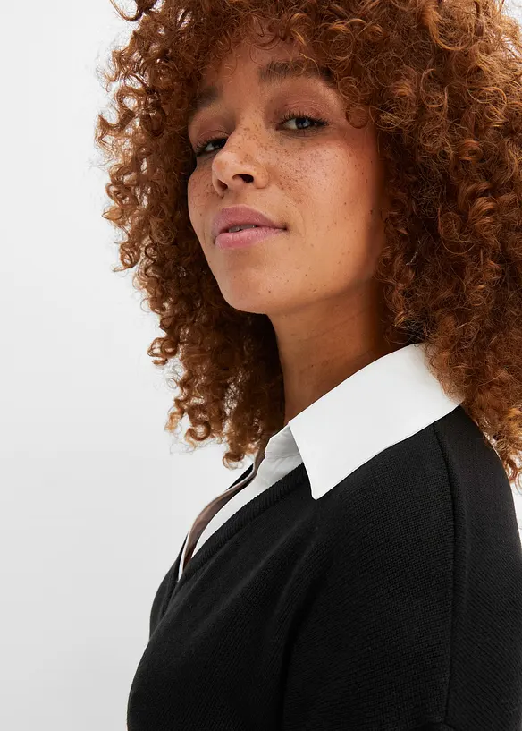 Strikket kjole med innfelt bluse, bonprix