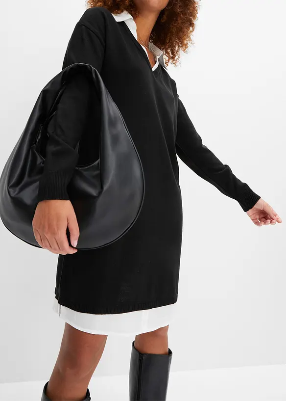 Strikket kjole med innfelt bluse, bonprix