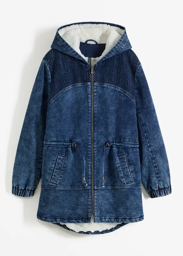 Jeans-parkas med teddypels, bonprix