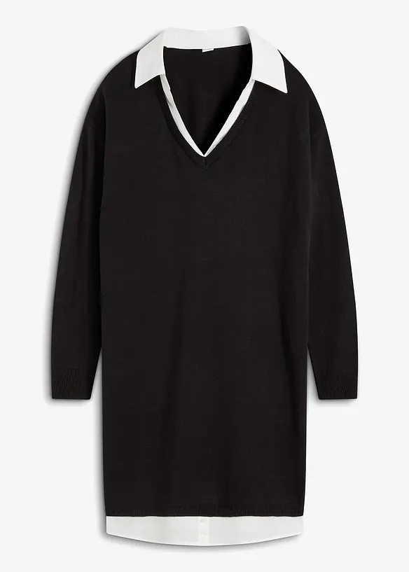 Strikket kjole med innfelt bluse, bonprix