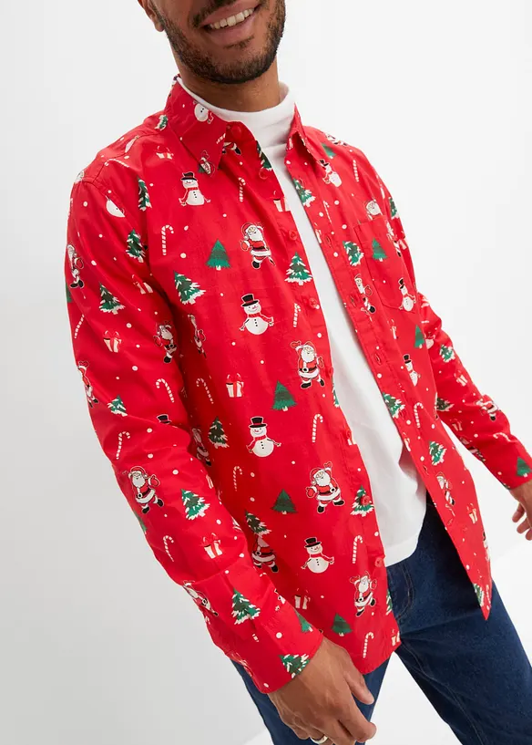 Langermet skjorte med julemotiv, bonprix