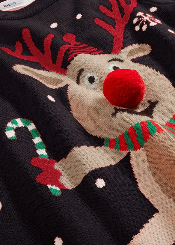 Finstrikket genser med rund hals, bonprix