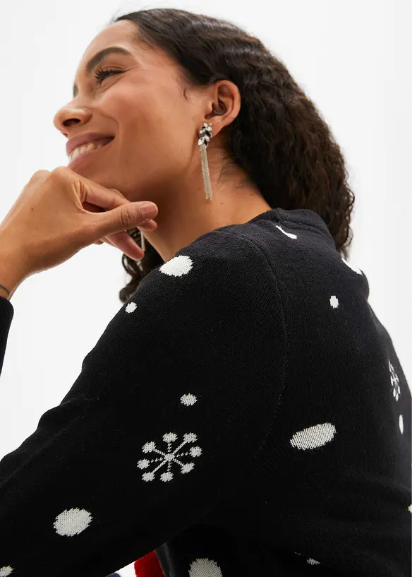 Finstrikket genser med rund hals, bonprix