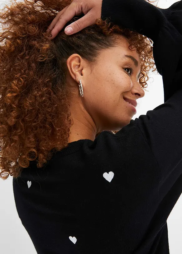 Finstrikket genser i viskosemiks, bonprix