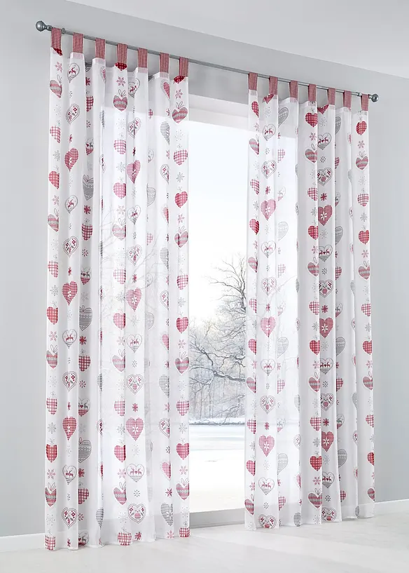 Gardin med hjerteprint (1-pack), bonprix