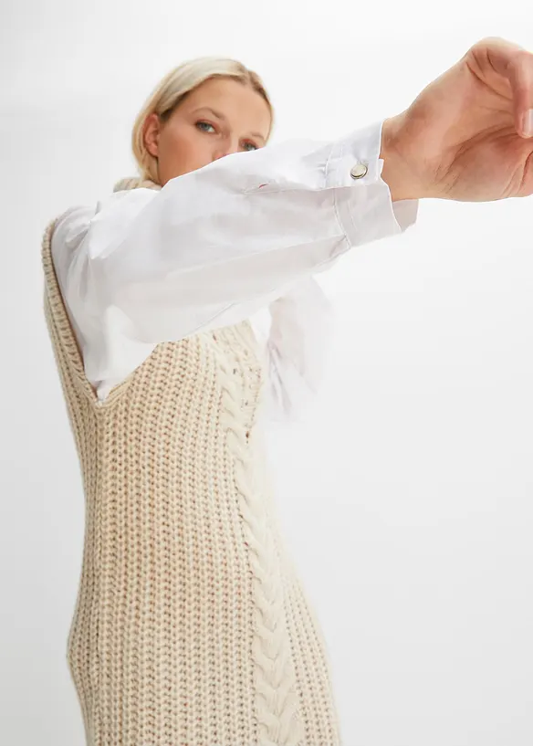 Strikkekjole med bluse-innfelling, bonprix