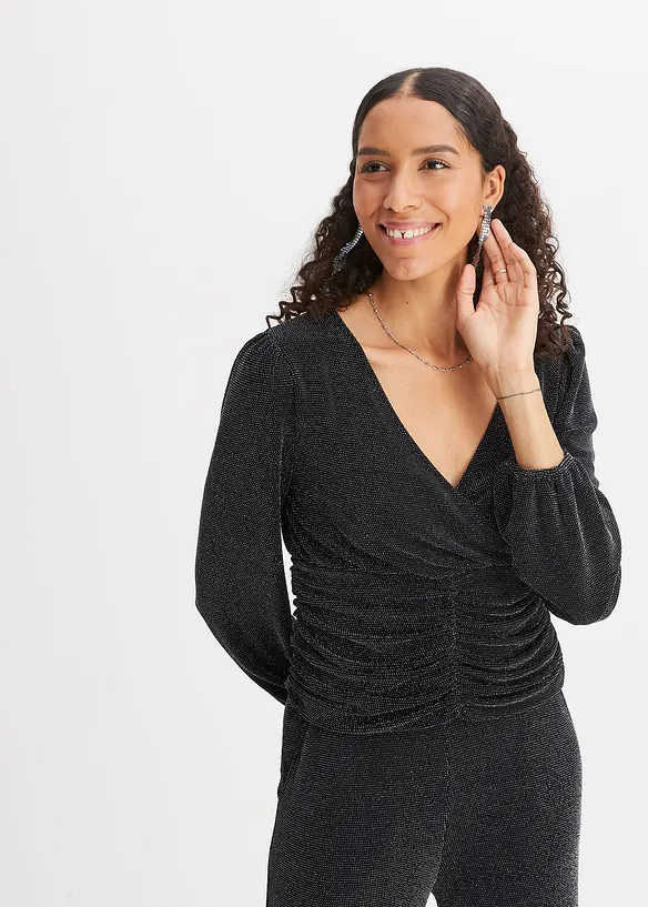 Langermet topp med glittereffekt, bonprix
