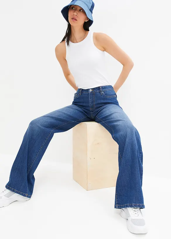 Wide Leg-jeans, Mid Waist, stretch, bonprix
