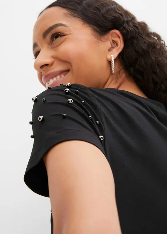 Topp med applikerte perler, bonprix