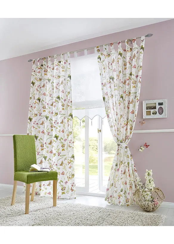 Mikrofibergardin med vår-print (1-pack), bonprix