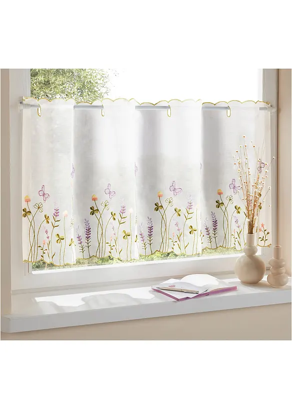 Gardinkappe med blomsterbroderi, bonprix