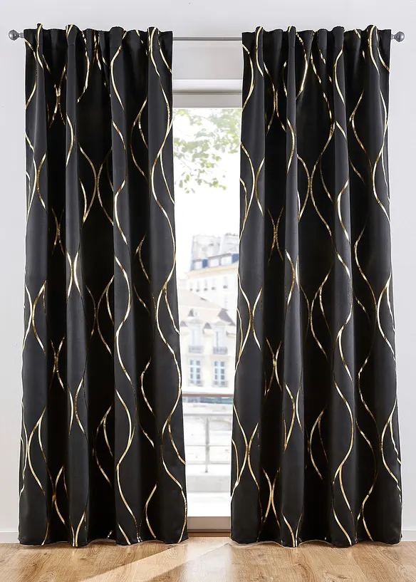 Mørkleggingsgardin med glanstrykk (1-pack), bonprix