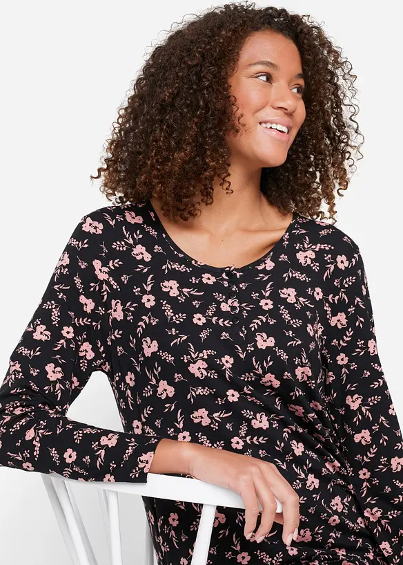 Lang, langermet trikot-tunika med lommer, bonprix