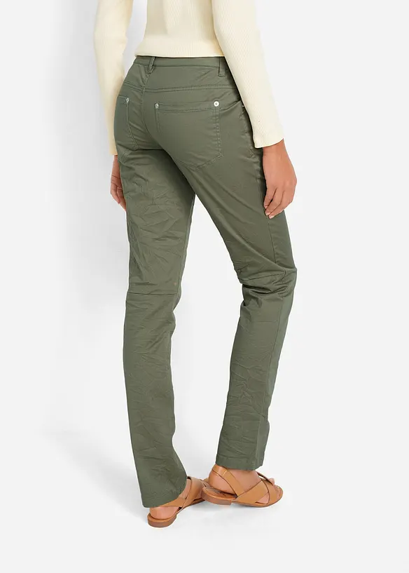 Bukse med stretch i krinklet materiale, bonprix