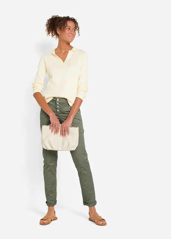 Bukse med stretch i krinklet materiale, bonprix