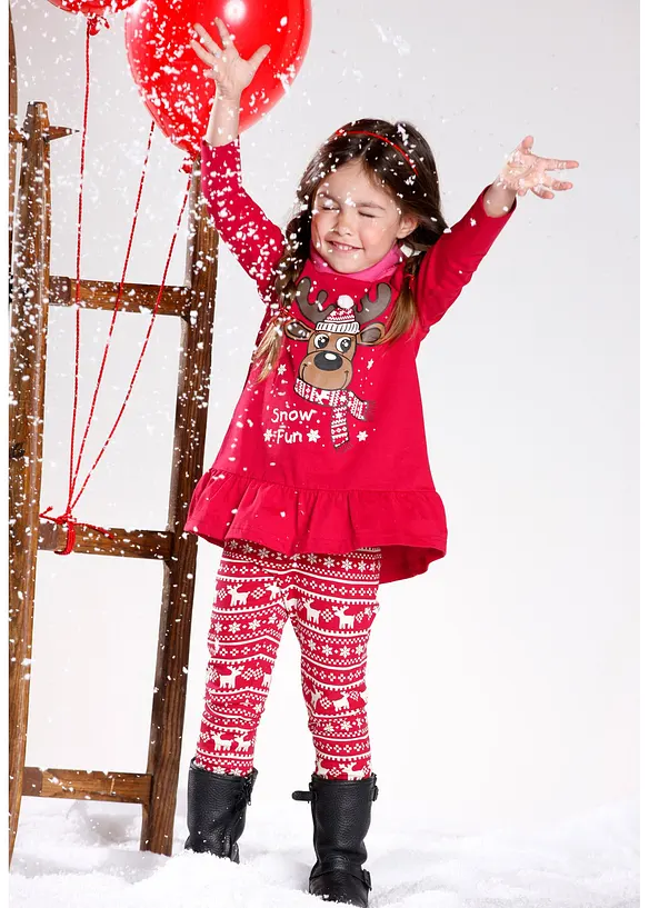 Jule-topp + leggings for barn (2-delt sett), bonprix