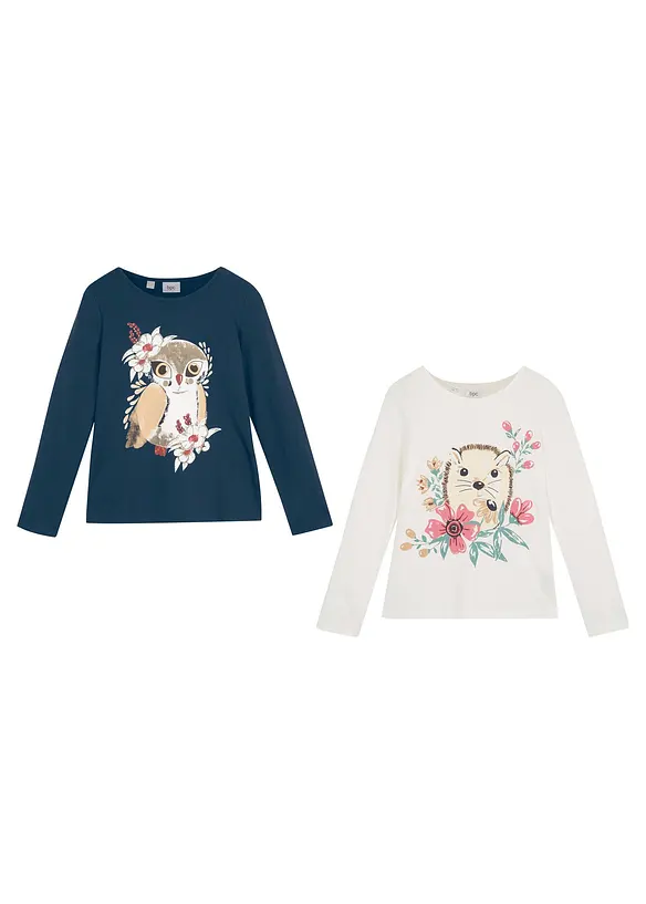 Langermet topp for barn, økologisk bomull (2-pack), bonprix