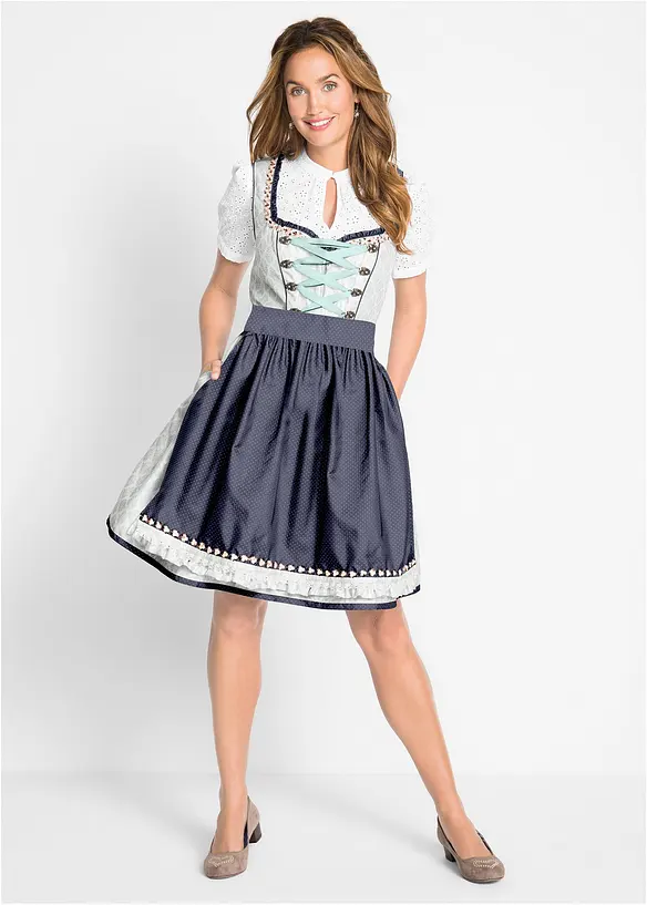 Tyrolerbluse med hullblonder, bonprix