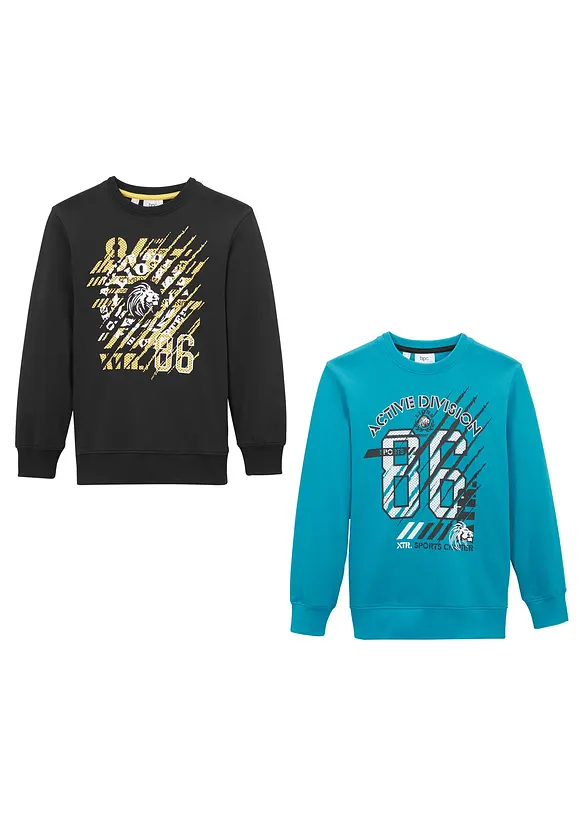 Sweatshirt i ren økologisk bomull (2-pack), bonprix