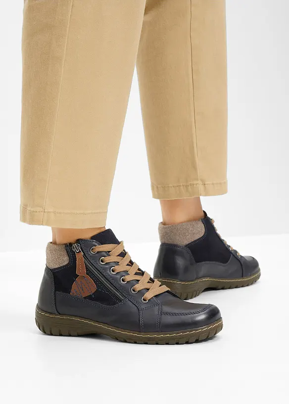 Komfort-snøreskoletter i skinn og behagelig bredde, bonprix