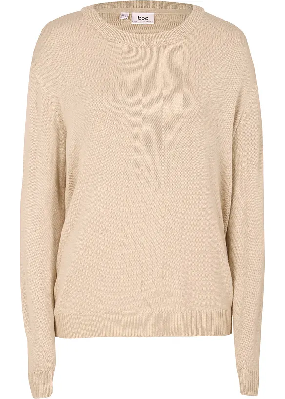 Strikket genser med rund hals, bonprix