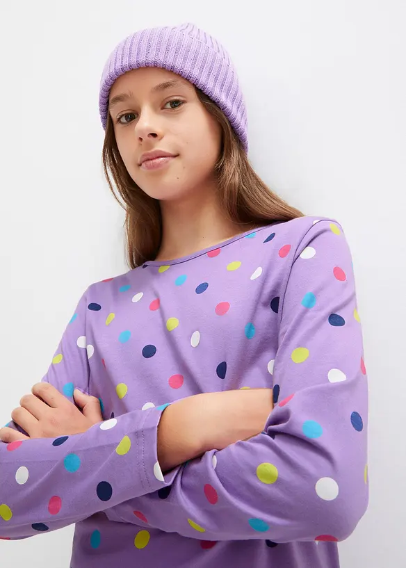 Langermet shirt av økologisk bomull for barn (3-pack), bonprix