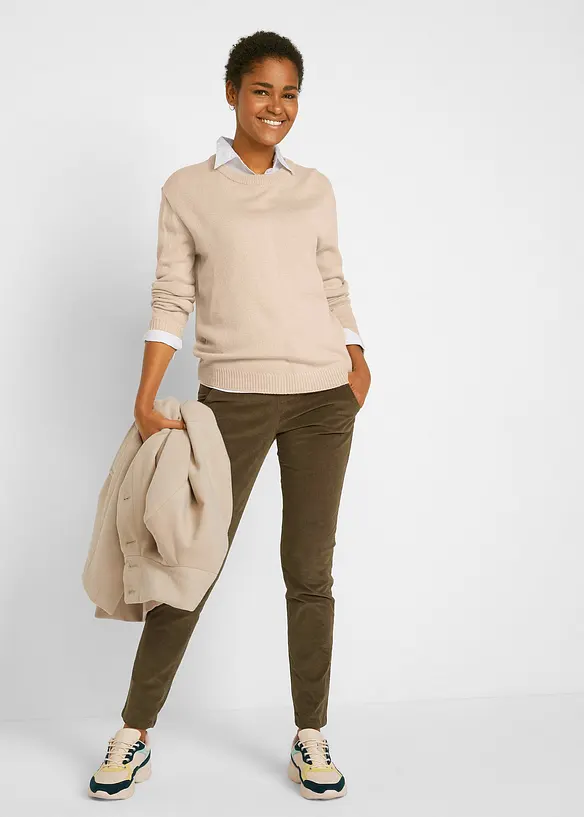 Strikket genser med rund hals, bonprix