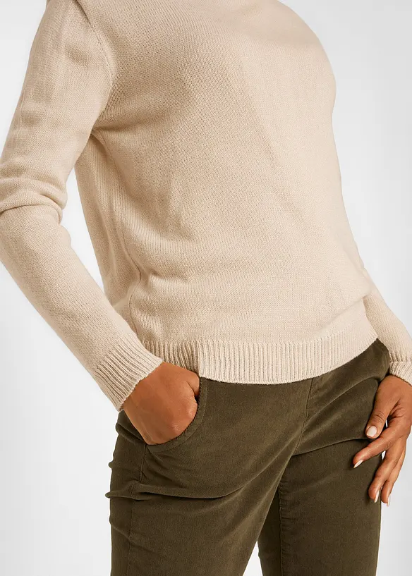 Strikket genser med rund hals, bonprix