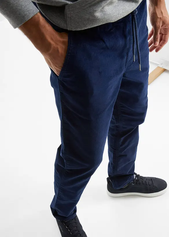 Regular Fit-pull on-kordfløyelsbukse, Straight, bonprix