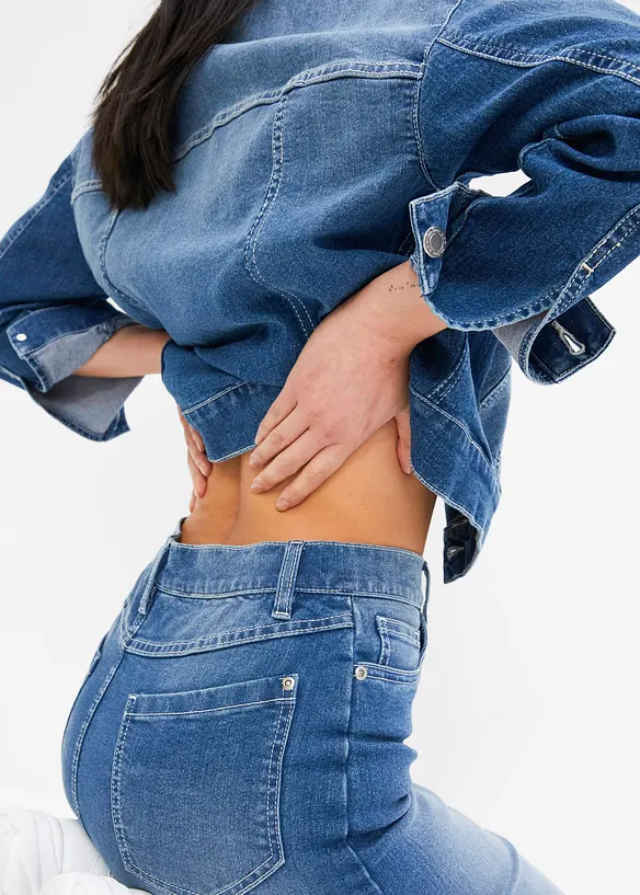 Jeansskjørt med splitt, bonprix