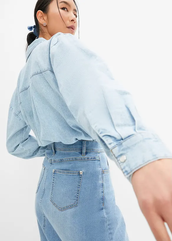 Denimskjørt med stretch, High Waist, bonprix