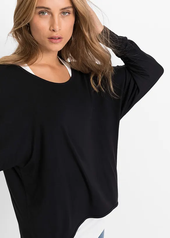 Lang topp med singlet av viskosemiks, bonprix