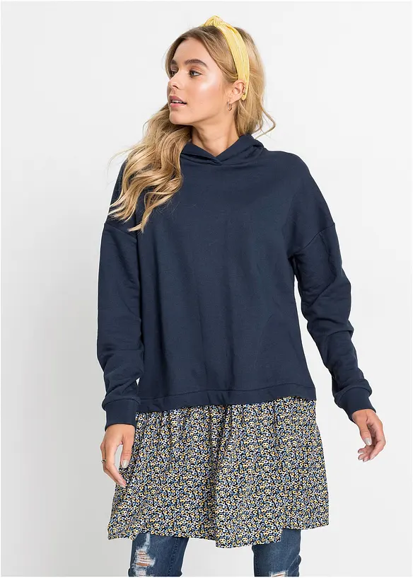 Sweatkjole i 2-i-1-stil, bonprix