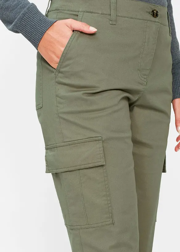 Cargobukse i bomull med stretch, bonprix