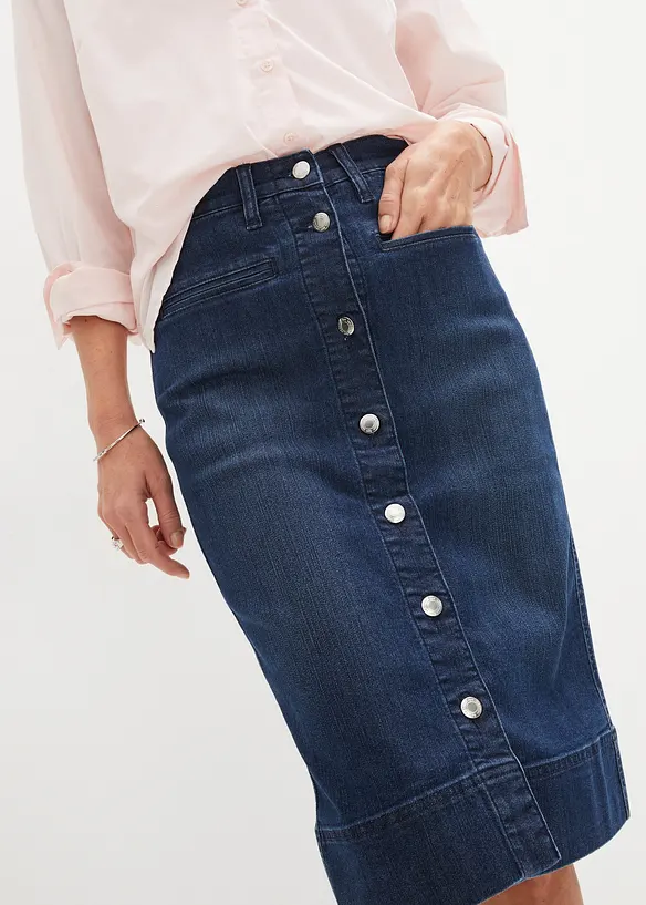 Jeansskjørt med dekorknapper, bonprix